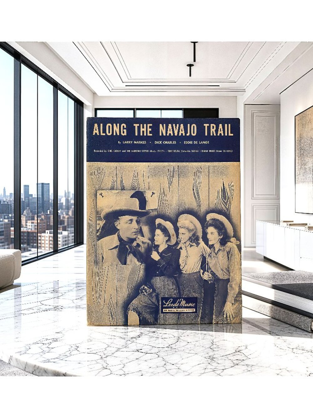 Vintage Along the Navajo Trail Sheet Music Bing Crosby Andrews Sisters 9x12